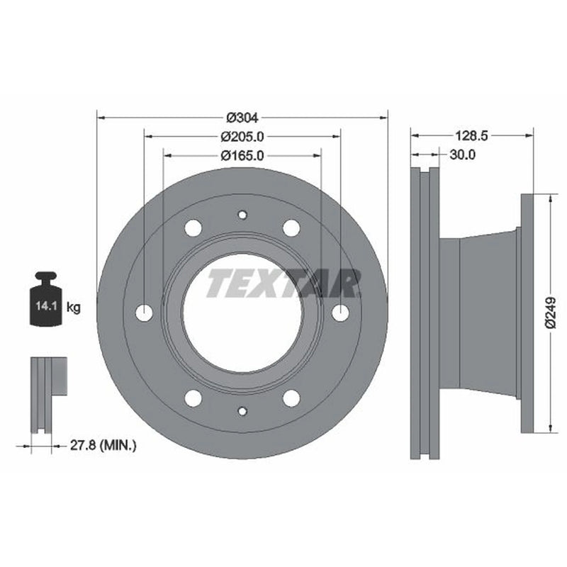 Textar 2 x Internally Vented Brake Discs 93188700