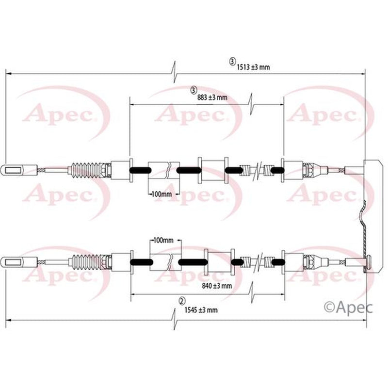 Apec Handbrake Cable Left Rear fits Opel Omega B 1994-2003