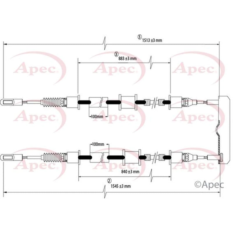 Apec Handbrake Cable Right Rear CAB1483