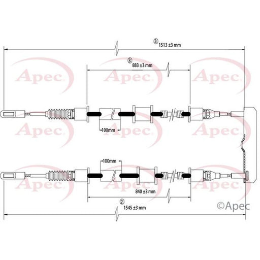Apec Handbrake Cable Right Rear CAB1483