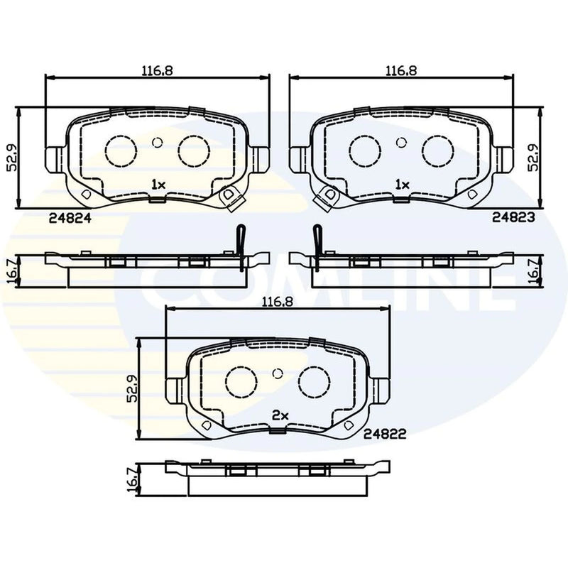 Comline 4 x Rear Brake Pad Set fits Chrysler Grand Voyager V 2007-2008