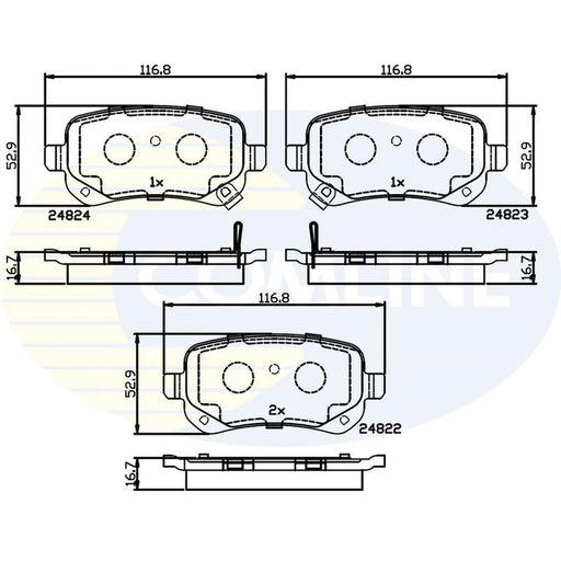 Comline 4 x Rear Brake Pad Set fits Chrysler Grand Voyager V 2007-2008
