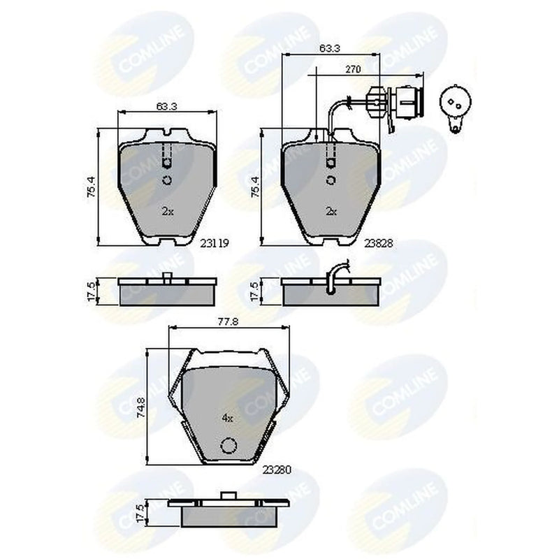 Comline Front Brake Internally Vented Discs & Pads fits Audi A8 D2 1996-2002