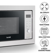 Baridi Integrated Microwave Oven with Grill 25L Capacity 900W - Stainless Steel Baridi - Dynamic Drive