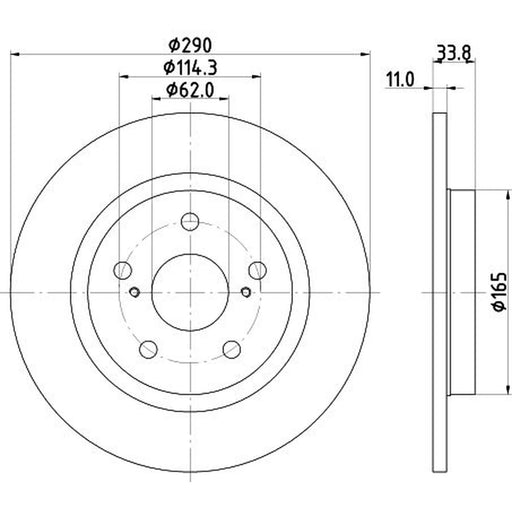 Mintex 2 x Solid Brake Discs fits Toyota Avensis 2008-2018 1.6 1.8 2.0 2.2