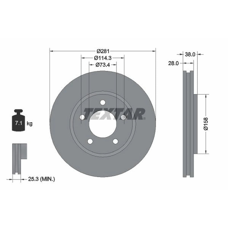 Textar 2 x Front Brake Discs 92108300-x2
