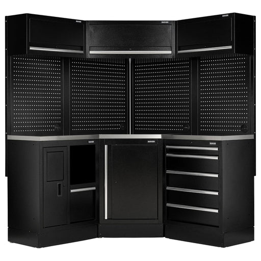 Bunker 18 Piece Modular Storage Corner Combo with Stainless Steel Worktop, 3454mm Draper - NN4 Online