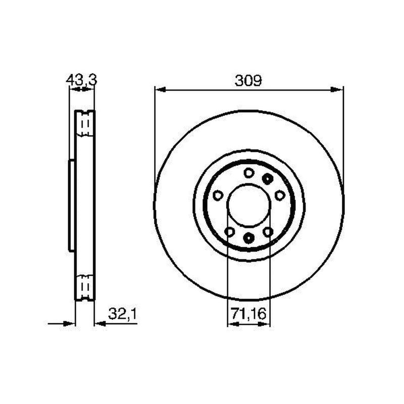 Bosch 2 x Vented Brake Discs fits Peugeot 607 2000-2004 3.0