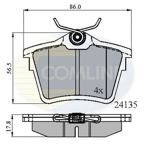 Comline Rear Brake Pad Set fits Citroën C5 III 2008-2017 1.6 1.8 2.0 2.2 2.7 3.0