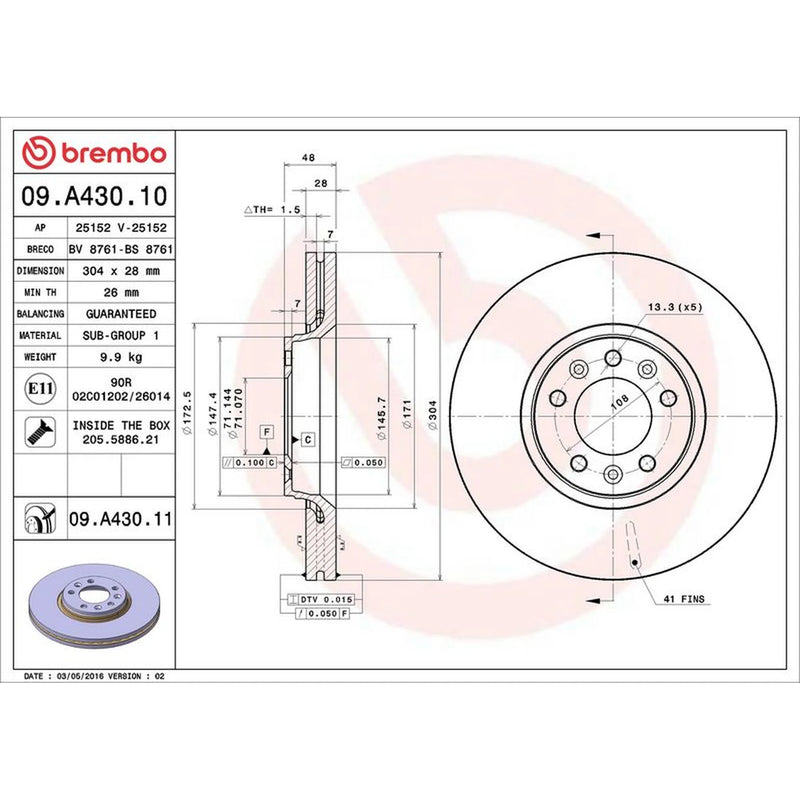 Brembo Front Brake Internally Vented Discs & Pads fits Peugeot 407 2004-2010 2.0