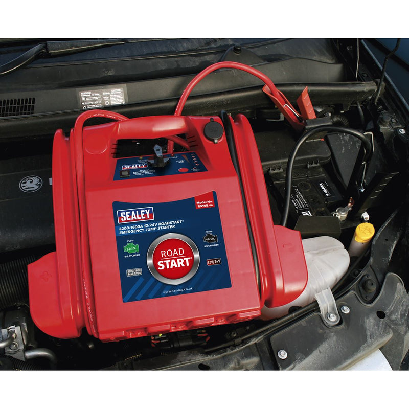 Sealey RoadStartï Emergency Jump Starter 12/24V 3200/1600 Peak Amps RS105 Sealey - Dynamic Drive