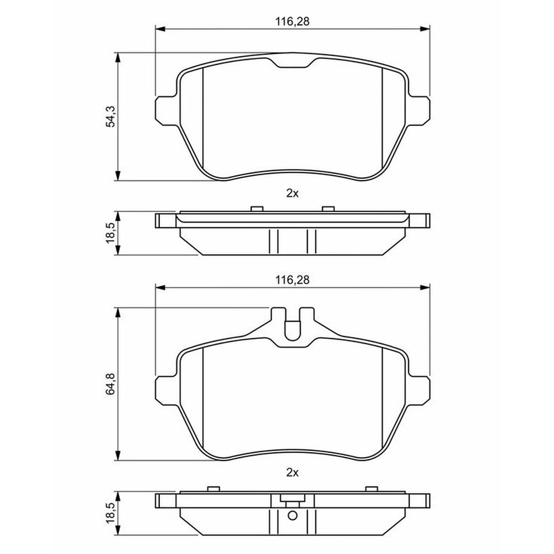 Bosch Front & Rear Pads fits Mercedes-Benz Cla 2013-2019 117.346