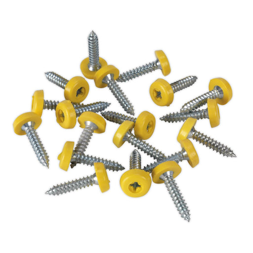 Sealey Numberplate Screw Plastic Enclosed Head 4.8 x 24mm Yellow Pack of 50 Sealey - Dynamic Drive
