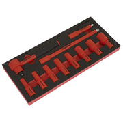 Premier Insulated Socket Set with Tool Tray 3/8"Sq Drive 11pc - VDE Approved Sealey Premier - Dynamic Drive