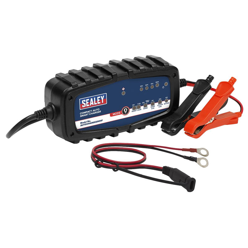 Sealey Compact Auto Smart Charger & Maintainer 2A 6/12V AUTOCHARGE200HF Sealey - Dynamic Drive
