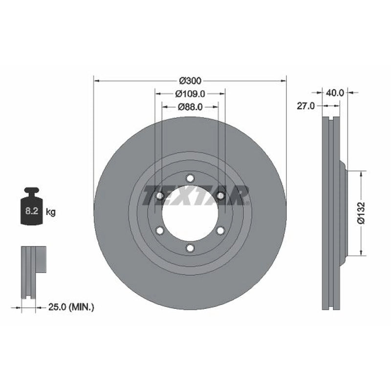 Textar 2 x Vented Front Brake Discs 92282403-x2