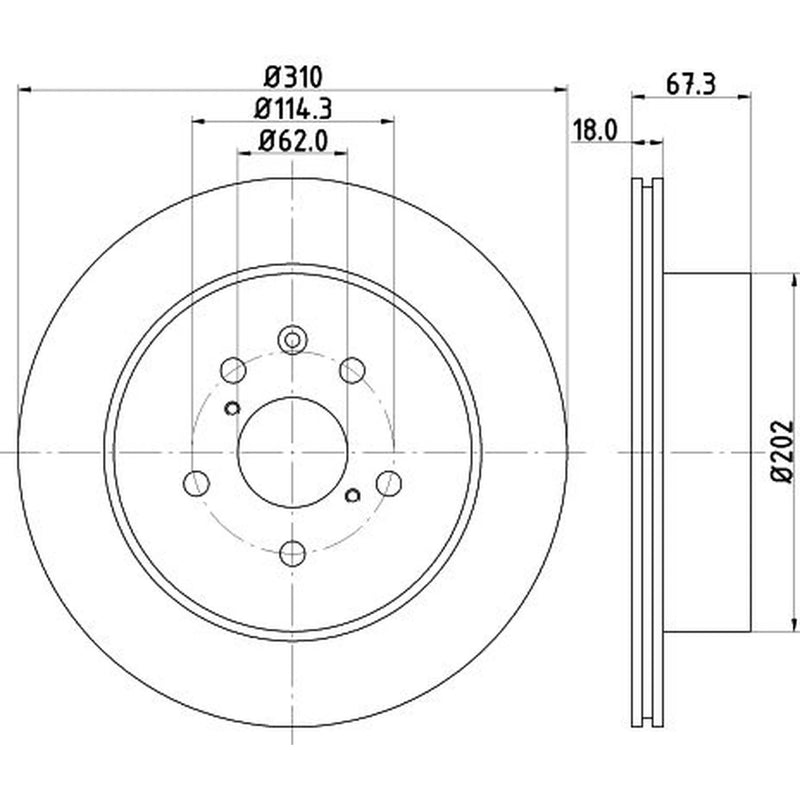 Mintex 2 x Vented Rear Brake Discs MDC2250-x2