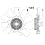 Mahle Engine Cooling Fan fits Scania R I 2004-2019