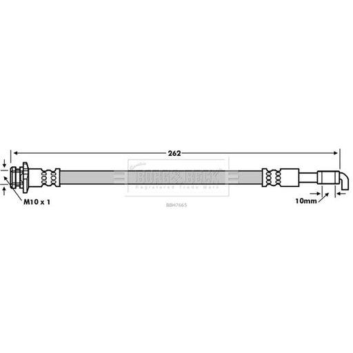 Borg & Beck Brake Hydraulic Hose Line outer BBH7665