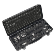Sealey Socket Set 28pc 1/2"Sq Drive 6pt WallDrive Metric Black Series AK7972 Sealey - Dynamic Drive