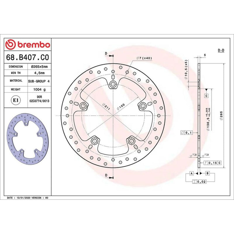 Brembo Front Rigid Brake Disc & Rear Rigid Brake Disc Brake Disc fits BMW R 1200