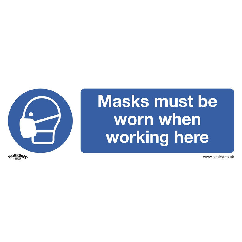Sealey Mandatory Safety Sign Masks Must Be Worn Rigid Plastic SS57P1 Sealey - Dynamic Drive