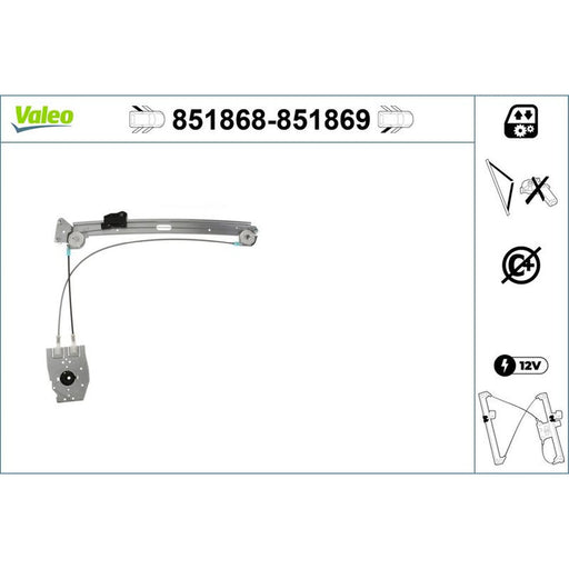 Valeo Electric Window Regulator Lifter Left Rear 851868