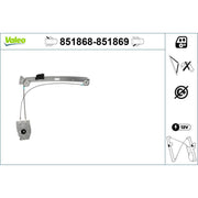 Valeo Electric Window Regulator Lifter Right Rear 851869