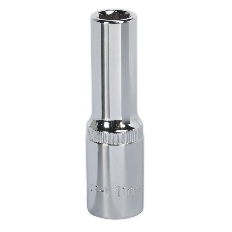 Sealey WallDrive Socket 11mm Deep 1/2"Sq Drive Fully Polished SP1211D Sealey - Dynamic Drive