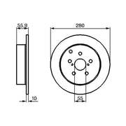 Bosch 2 x Solid Brake Discs fits Toyota Avensis 2003-2008 1.6 1.8 2.0 2.4