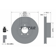 Textar 2 x Vented Front Brake Discs 92122805