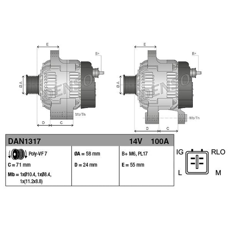 Denso Car Alternator 12V DAN1317