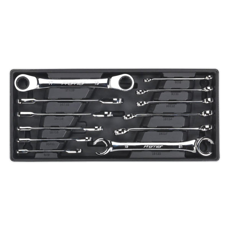 Sealey Tool Tray with Flare Nut & Ratchet Ring Spanner Set 12pc TBT13 Sealey - Dynamic Drive