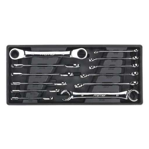 Sealey Tool Tray with Flare Nut & Ratchet Ring Spanner Set 12pc TBT13 Sealey - Dynamic Drive