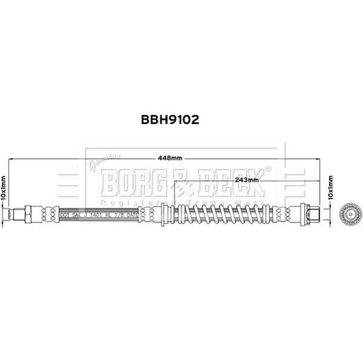 Borg & Beck Brake Hydraulic Hose Line Front Right BBH9102