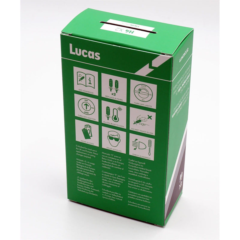 Lucas H4 12v Car 150% Brighter Upgrade Bulbs Headlight Headlamp Performance Lucas  - Dynamic Drive