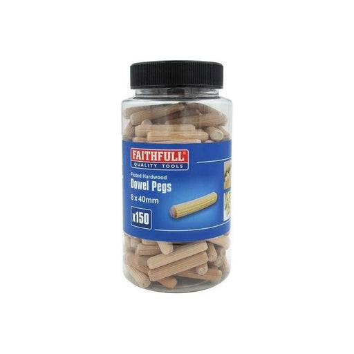 Faithfull Wood Dowels Fluted 40 x 8mm (Tub 150) Faithfull - NN4 Online