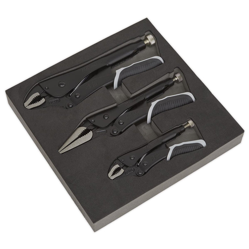 Sealey Locking Pliers Set 3pc Quick Release Black Series AK6863B Sealey - Dynamic Drive