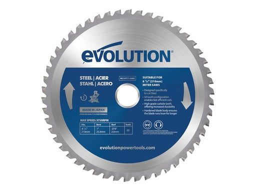 Evolution Mild Steel Cutting Mitre Saw Blade 210 x 25.4mm x 50T Evolution - Dynamic Drive