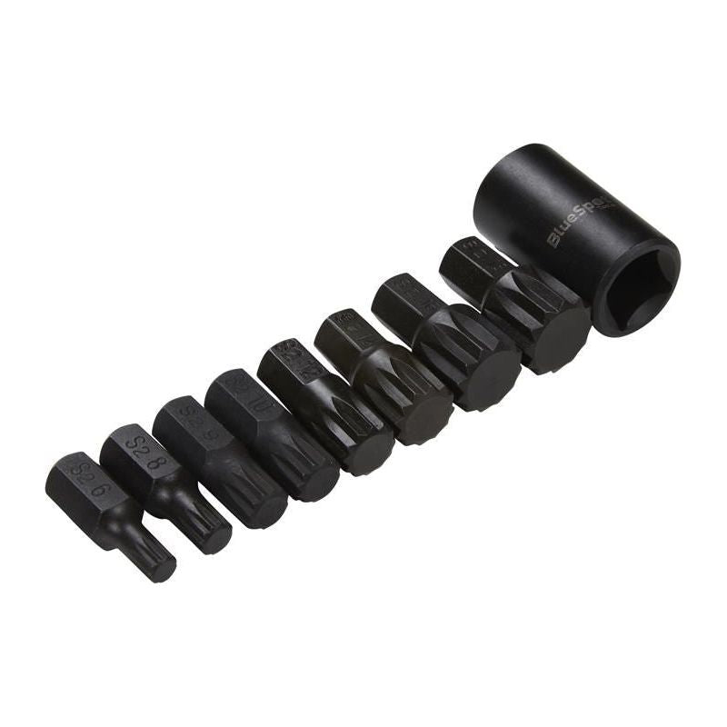 Bluespot Tools 1/2in Impact Spline Bit Set, 9 Piece BlueSpot Tools - Dynamic Drive