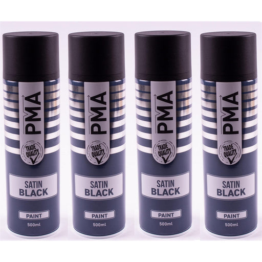 4 X Autotek Satin Black Paint Spray Aerosol 500Ml High Coverage Satin Black Autotek - Dynamic Drive