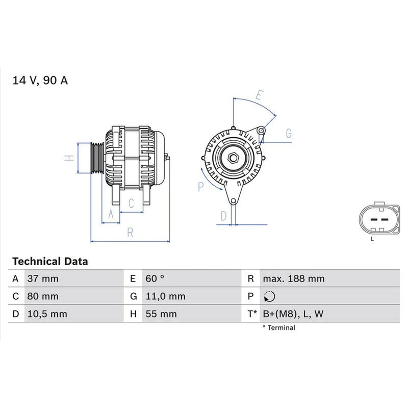 Bosch Car Alternator 12V fits Iveco Vertis 2010 on