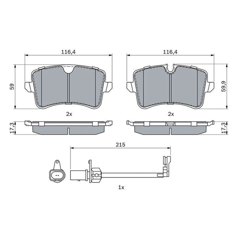Bosch Front & Rear Pads fits Audi A7 2010-2018 1.8 2.0 2.8 3.0