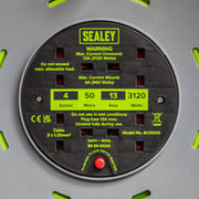 Sealey 50m Cable Reel with Thermal Trip 4 x 230V - Hi-Vis Green BCR50G Sealey - Dynamic Drive