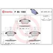 Brembo 4 x Front Brake Pad Set fits Audi A1 2010-2018 1.2 1.4 1.6 2.0