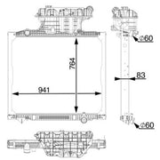Mahle Engine Radiator fits Man Tga 2000-2006