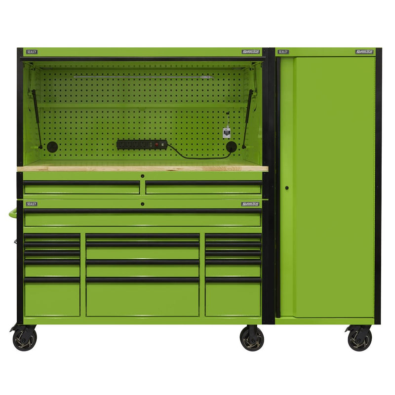 Superline PRO Black Edition Mobile Trolley Wooden Worktop Hutch 2 Drawer Riser Superline Pro - Dynamic Drive