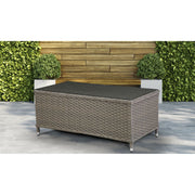 Dellonda Chester Rattan Wicker Outdoor Balcony Table with Tempered Glass Top Dellonda - Dynamic Drive