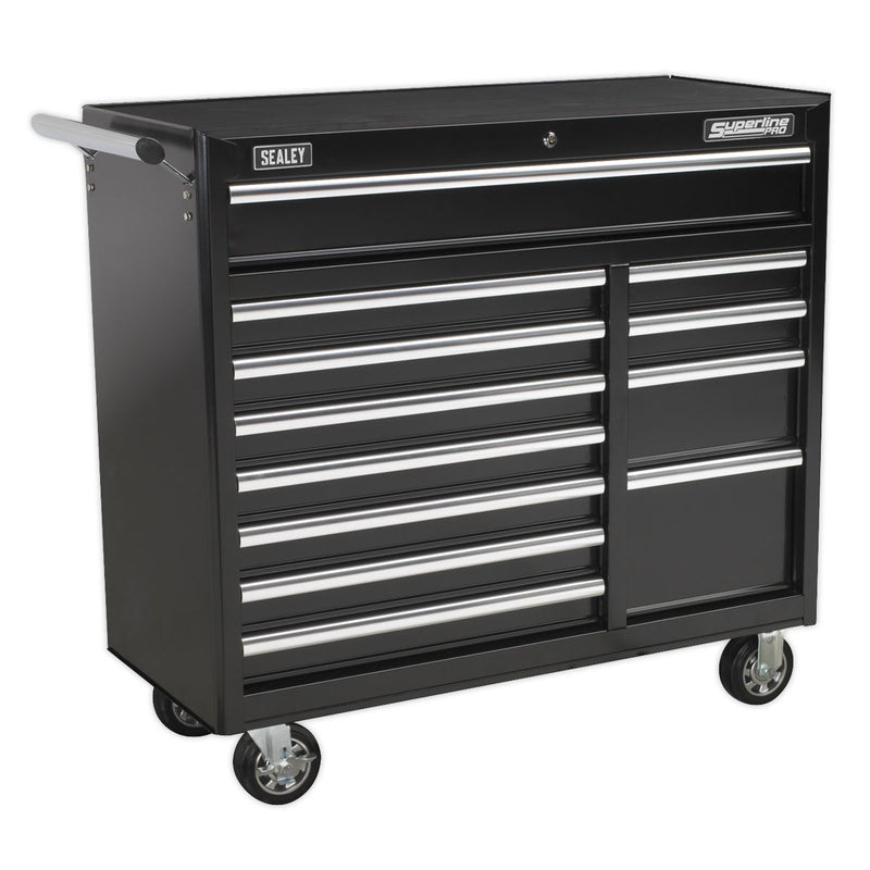 Sealey Rollcab 12 Drawer with Ball-Bearing Slides Heavy-Duty Black AP41120B Sealey - Dynamic Drive