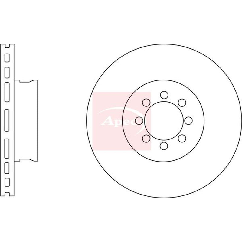 Apec 2 x Vented Brake Discs fits Mercedes-Benz Sprinter 5-T Platform 2001-2006
